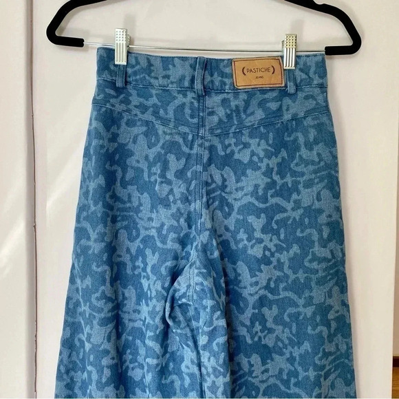 NWT Anthropologie Pastiche Megan High Rise Wide Leg Printed Flare Denim Jeans - Picture 8 of 17